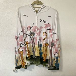 Jess and Jane zip up cat sweater bedazzled size XL y2k/ soft core/ cats